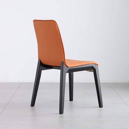 Contemporary Nordic Square Wood PU Leather Dining Chair Backrest Armless For Dining Room
