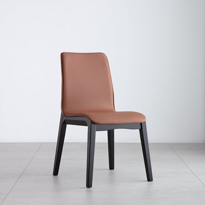 Contemporary Nordic Square Wood PU Leather Dining Chair Backrest Armless For Dining Room