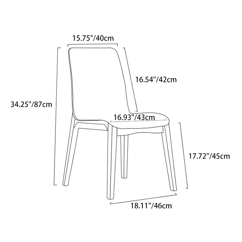 Contemporary Nordic Square Wood PU Leather Dining Chair Backrest Armless For Dining Room