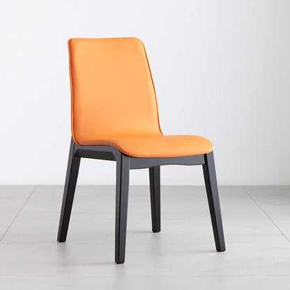 Contemporary Nordic Square Wood PU Leather Dining Chair Backrest Armless For Dining Room