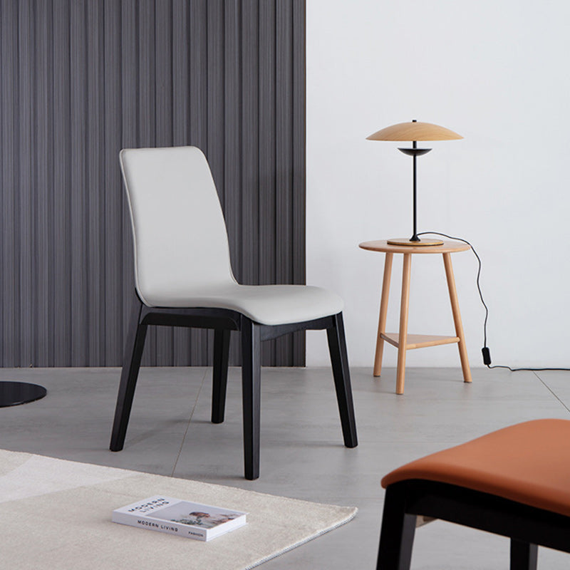 Contemporary Nordic Square Wood PU Leather Dining Chair Backrest Armless For Dining Room