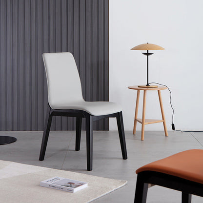 Contemporary Nordic Square Wood PU Leather Dining Chair Backrest Armless For Dining Room