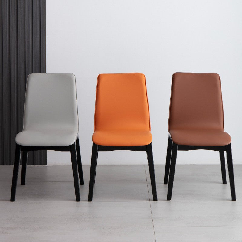 Contemporary Nordic Square Wood PU Leather Dining Chair Backrest Armless For Dining Room
