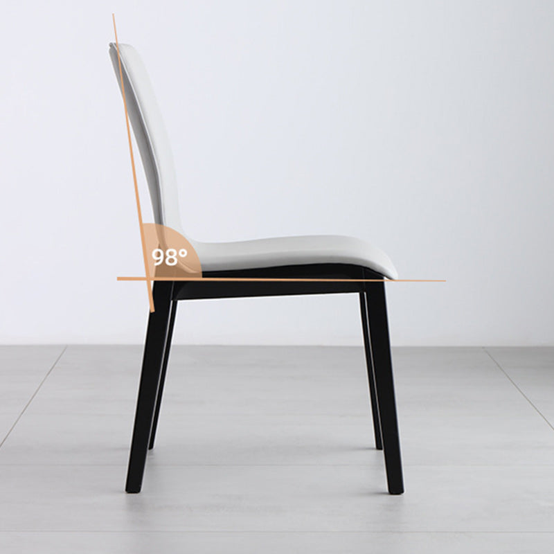 Contemporary Nordic Square Wood PU Leather Dining Chair Backrest Armless For Dining Room