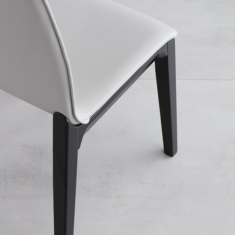 Contemporary Nordic Square Wood PU Leather Dining Chair Backrest Armless For Dining Room