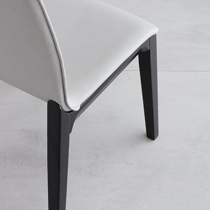 Contemporary Nordic Square Wood PU Leather Dining Chair Backrest Armless For Dining Room