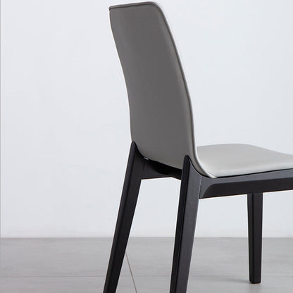 Contemporary Nordic Square Wood PU Leather Dining Chair Backrest Armless For Dining Room