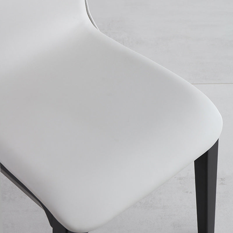 Contemporary Nordic Square Wood PU Leather Dining Chair Backrest Armless For Dining Room