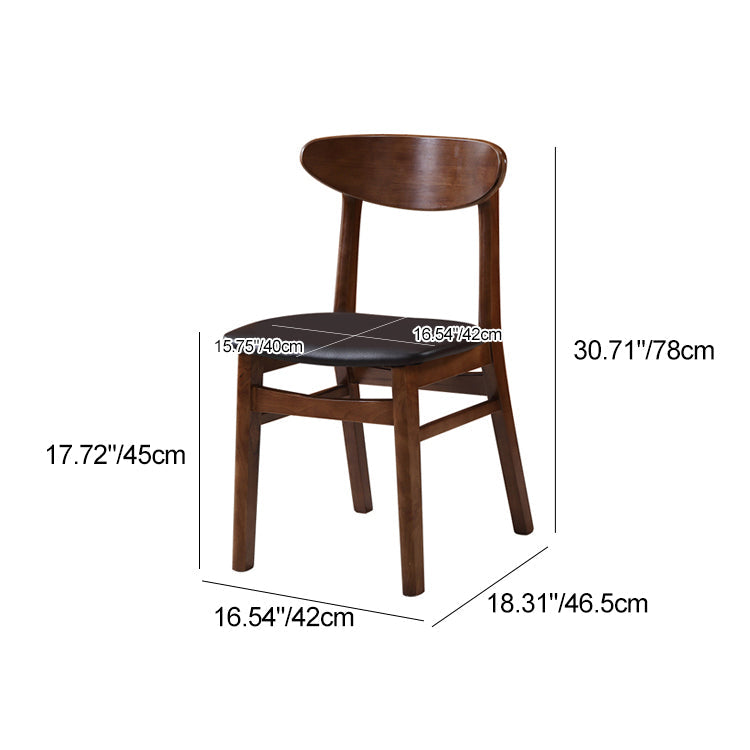 Contemporary Nordic Square Wood Faux Leather Chair Backrest Armless For Dining Room