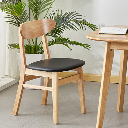 Contemporary Nordic Square Wood Faux Leather Chair Backrest Armless For Dining Room