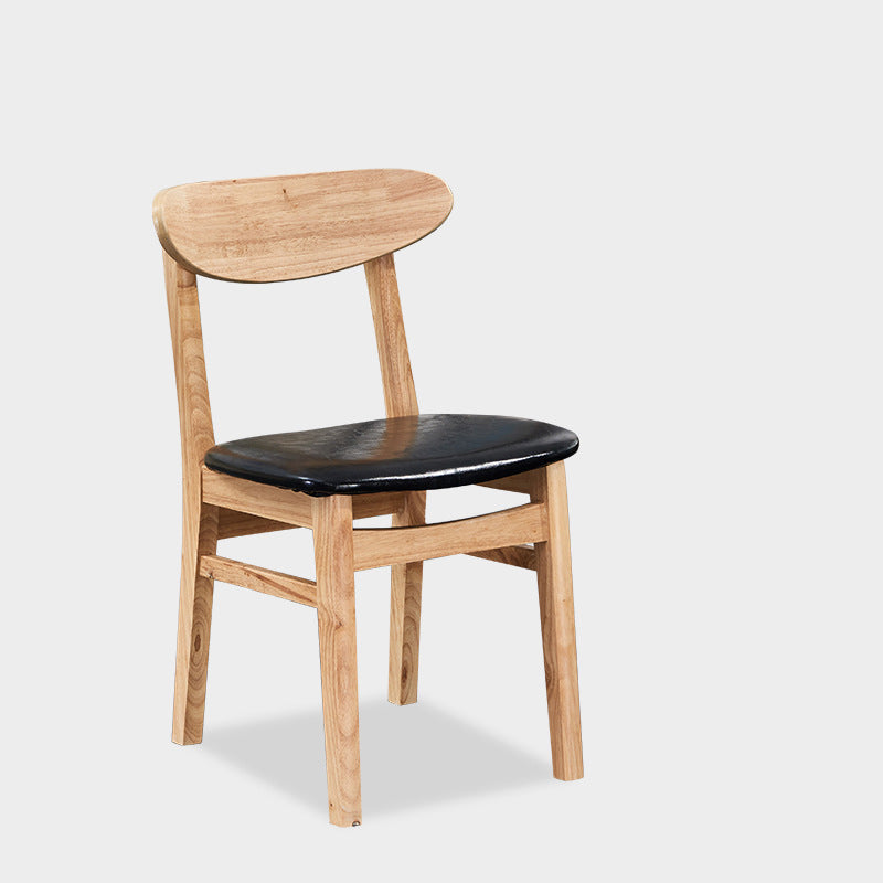 Contemporary Nordic Square Wood Faux Leather Chair Backrest Armless For Dining Room