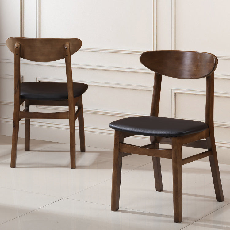 Contemporary Nordic Square Wood Faux Leather Chair Backrest Armless For Dining Room