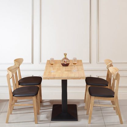 Contemporary Nordic Square Wood Faux Leather Chair Backrest Armless For Dining Room