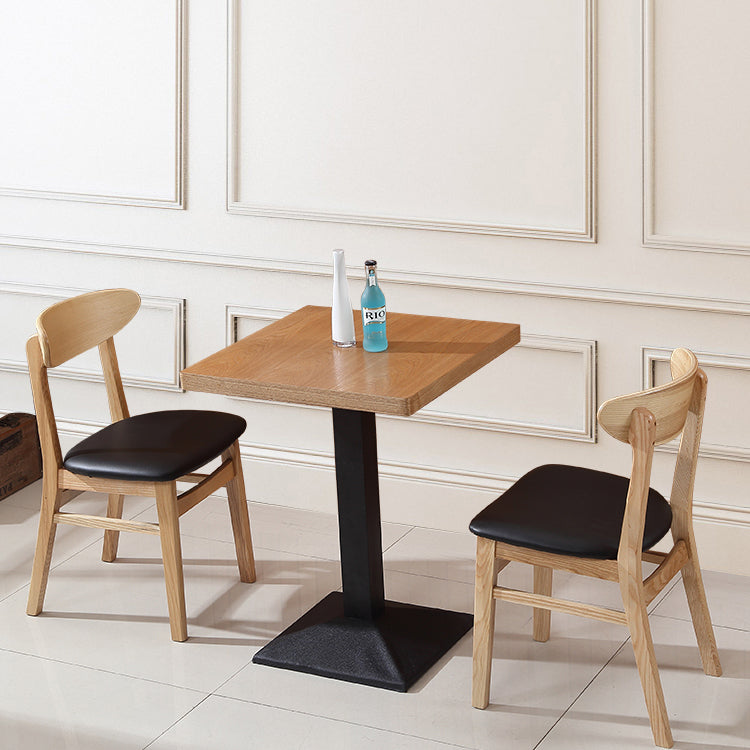 Contemporary Nordic Square Wood Faux Leather Chair Backrest Armless For Dining Room