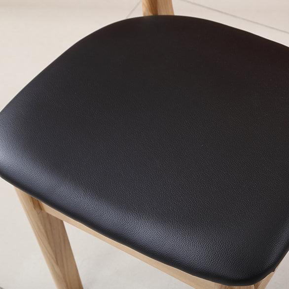 Contemporary Nordic Square Wood Faux Leather Chair Backrest Armless For Dining Room