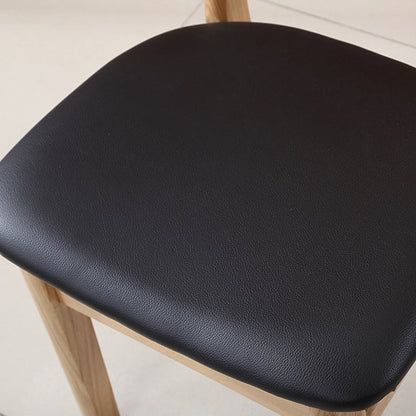 Contemporary Nordic Square Wood Faux Leather Chair Backrest Armless For Dining Room