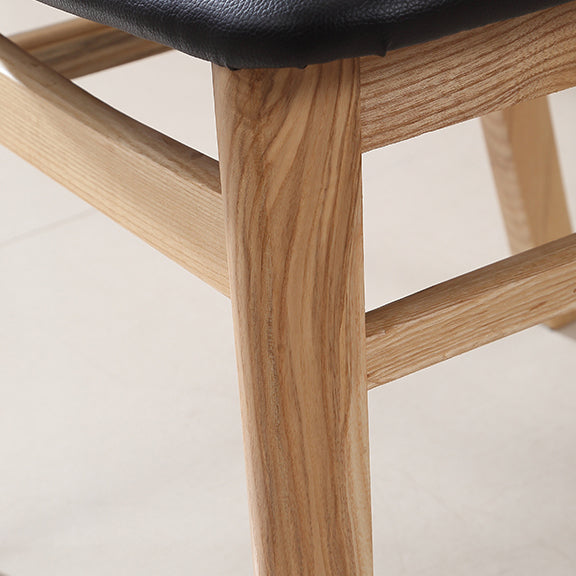 Contemporary Nordic Square Wood Faux Leather Chair Backrest Armless For Dining Room