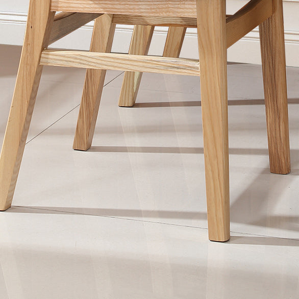 Contemporary Nordic Square Wood Faux Leather Chair Backrest Armless For Dining Room