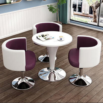 Contemporary Scandinavian Adjustable Height Rotatable Round PU Leather Upholstered Iron Legs Vanity Stool Backrest For Bedroom