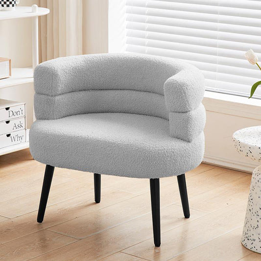 Contemporary Nordic Round Curved Lambswool Carbon Steel Vanity Stool Backrest For Bedroom