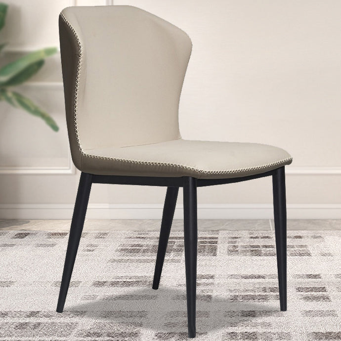 Contemporary Nordic Cross Sewing Curved Square Upholstered Cat Scratch Skin Carbon Steel Dining Chair Backrest For Dining Room