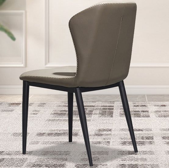 Contemporary Nordic Cross Sewing Curved Square Upholstered Cat Scratch Skin Carbon Steel Dining Chair Backrest For Dining Room