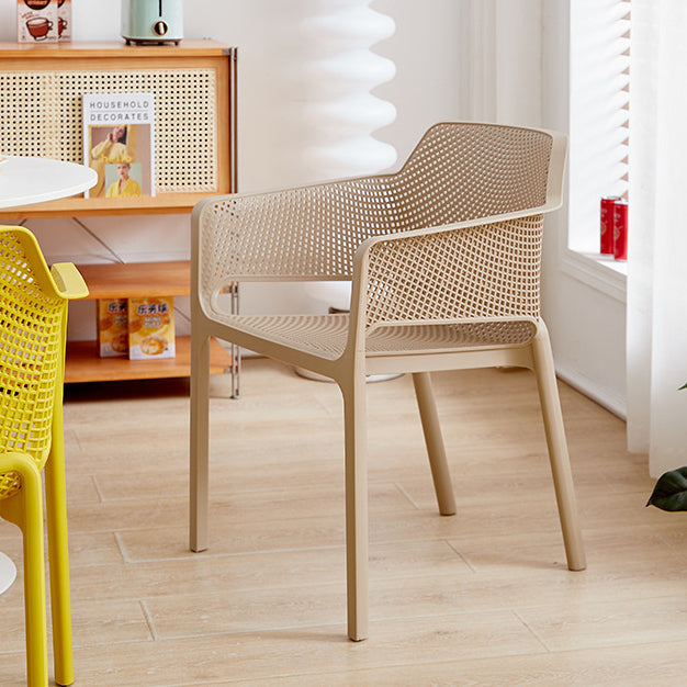 Modern Minimalist PP Plastic Curved Square Backrest Dining Chair For Dining Room