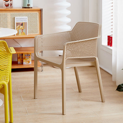 Modern Minimalist PP Plastic Curved Square Backrest Dining Chair For Dining Room