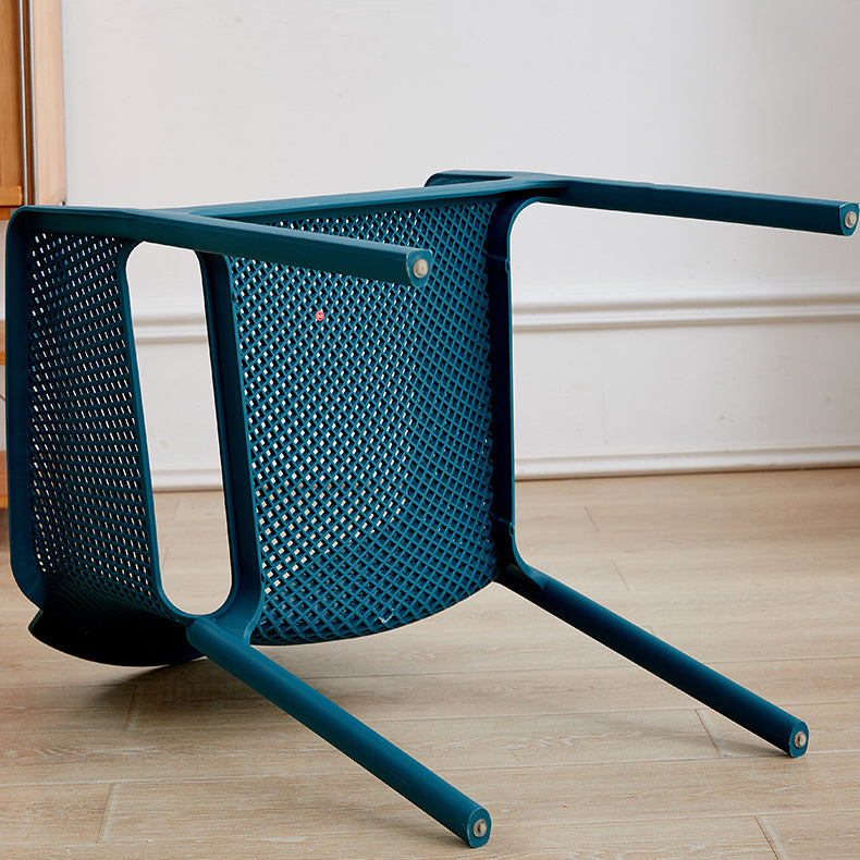 Modern Minimalist PP Plastic Curved Square Backrest Dining Chair For Dining Room