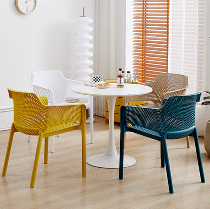 Modern Minimalist PP Plastic Curved Square Backrest Dining Chair For Dining Room