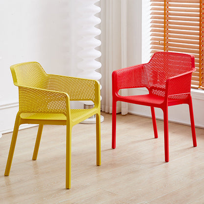 Modern Minimalist PP Plastic Curved Square Backrest Dining Chair For Dining Room