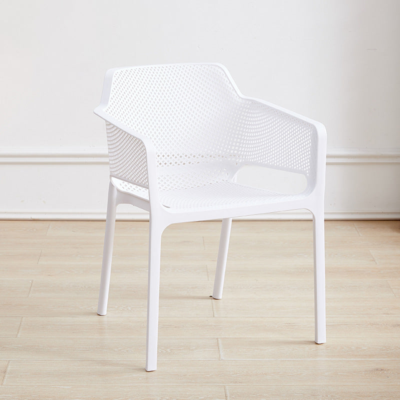 Modern Minimalist PP Plastic Curved Square Backrest Dining Chair For Dining Room