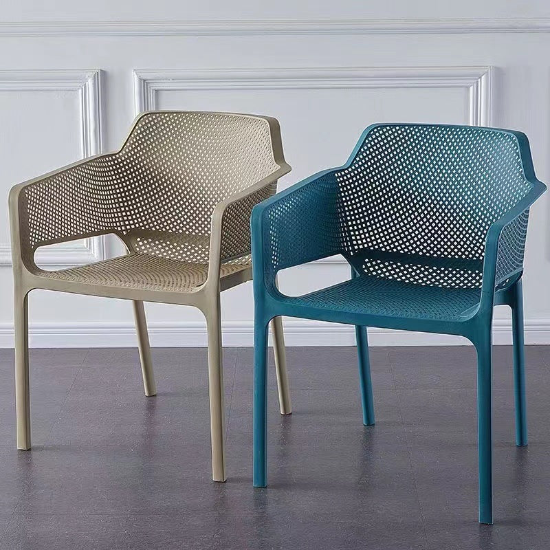 Modern Minimalist PP Plastic Curved Square Backrest Dining Chair For Dining Room