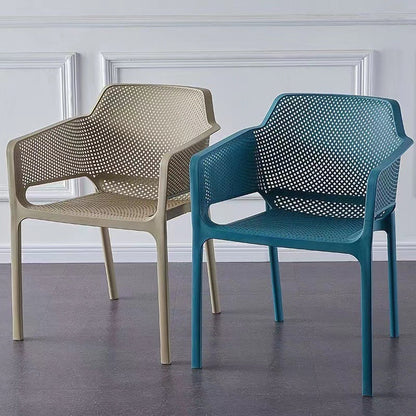 Modern Minimalist PP Plastic Curved Square Backrest Dining Chair For Dining Room