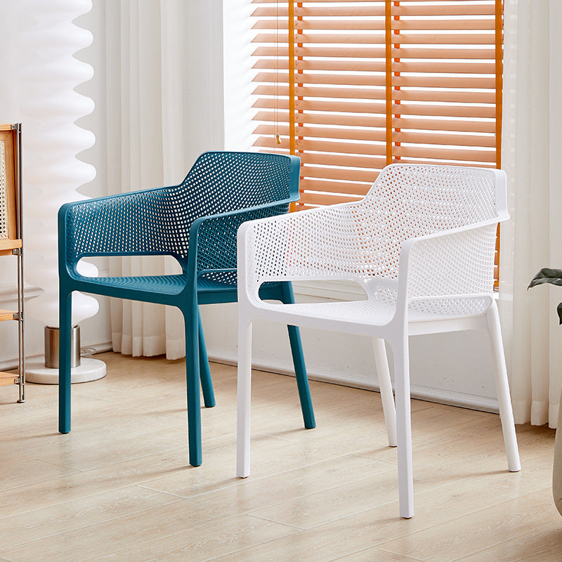 Modern Minimalist PP Plastic Curved Square Backrest Dining Chair For Dining Room