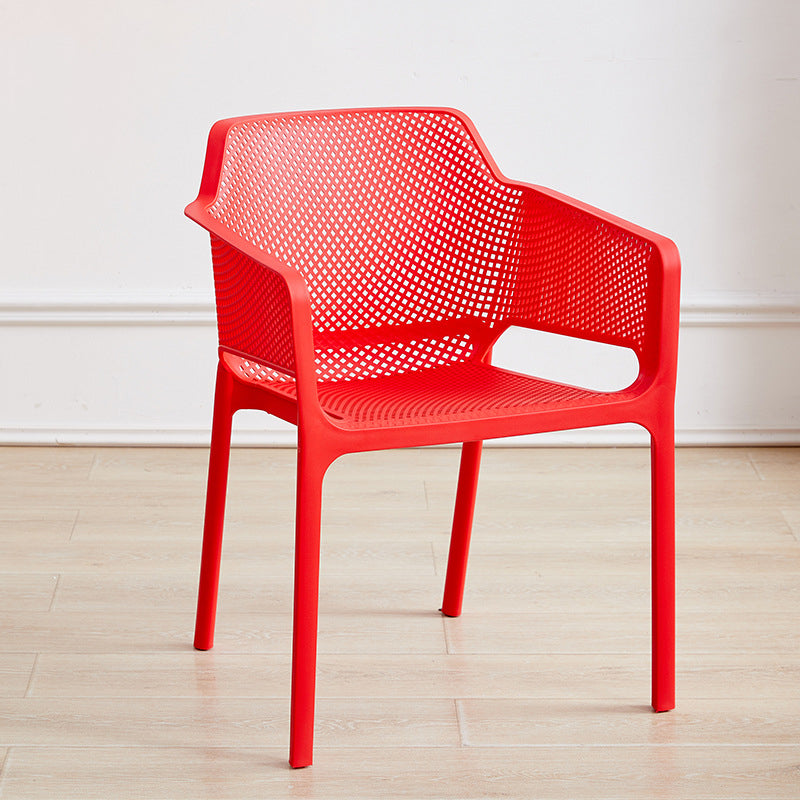 Modern Minimalist PP Plastic Curved Square Backrest Dining Chair For Dining Room