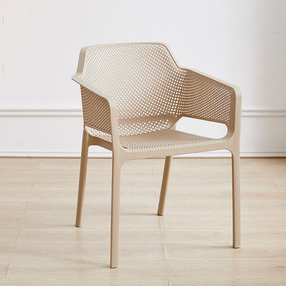 Modern Minimalist PP Plastic Curved Square Backrest Dining Chair For Dining Room