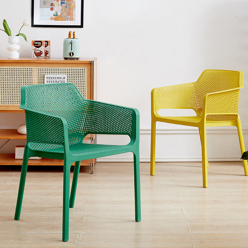 Modern Minimalist PP Plastic Curved Square Backrest Dining Chair For Dining Room