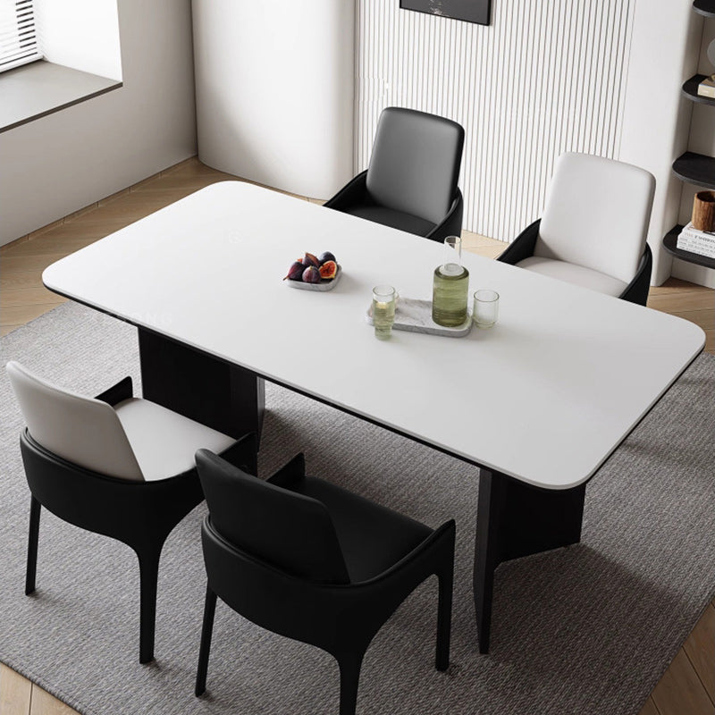 Modern Luxury Rectangular Cat Scratch Skin Upholstered Carbon Steel Frame Dining Chair Backrest For Dining Room