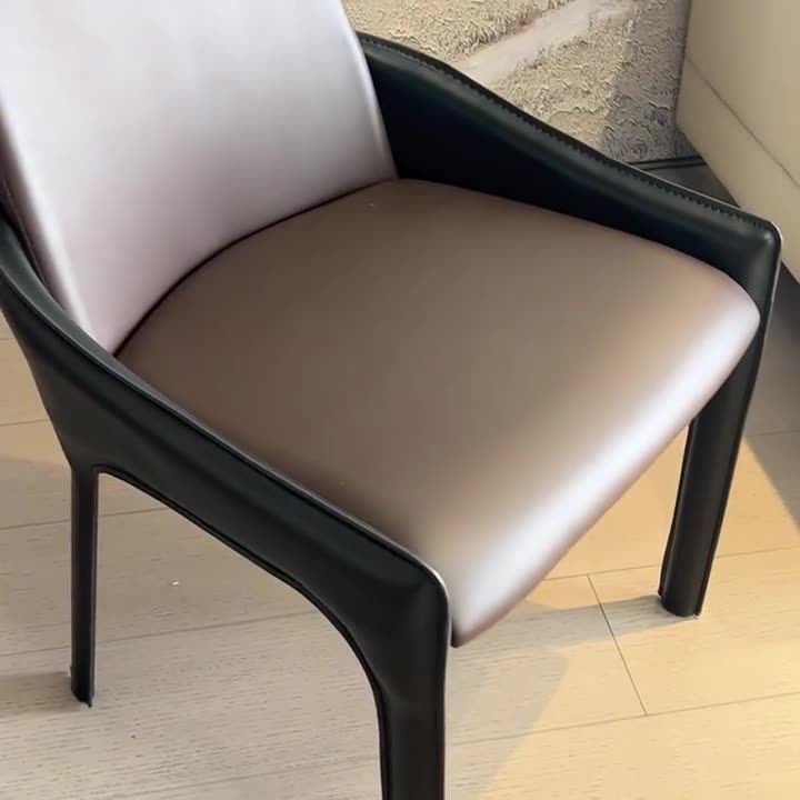 Modern Luxury Rectangular Cat Scratch Skin Upholstered Carbon Steel Frame Dining Chair Backrest For Dining Room