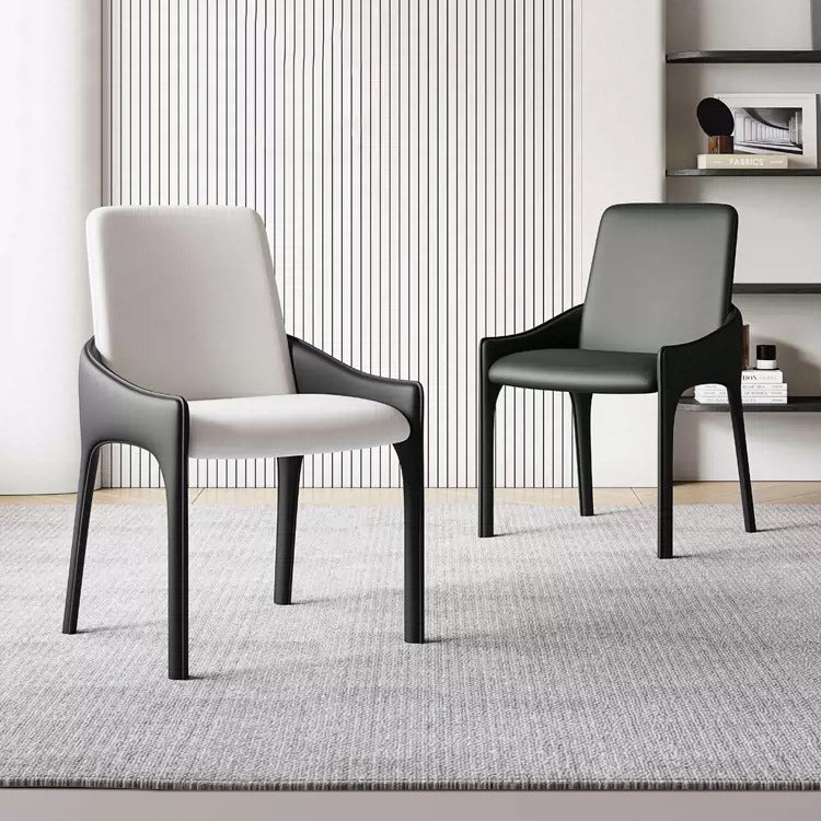 Modern Luxury Rectangular Cat Scratch Skin Upholstered Carbon Steel Frame Dining Chair Backrest For Dining Room