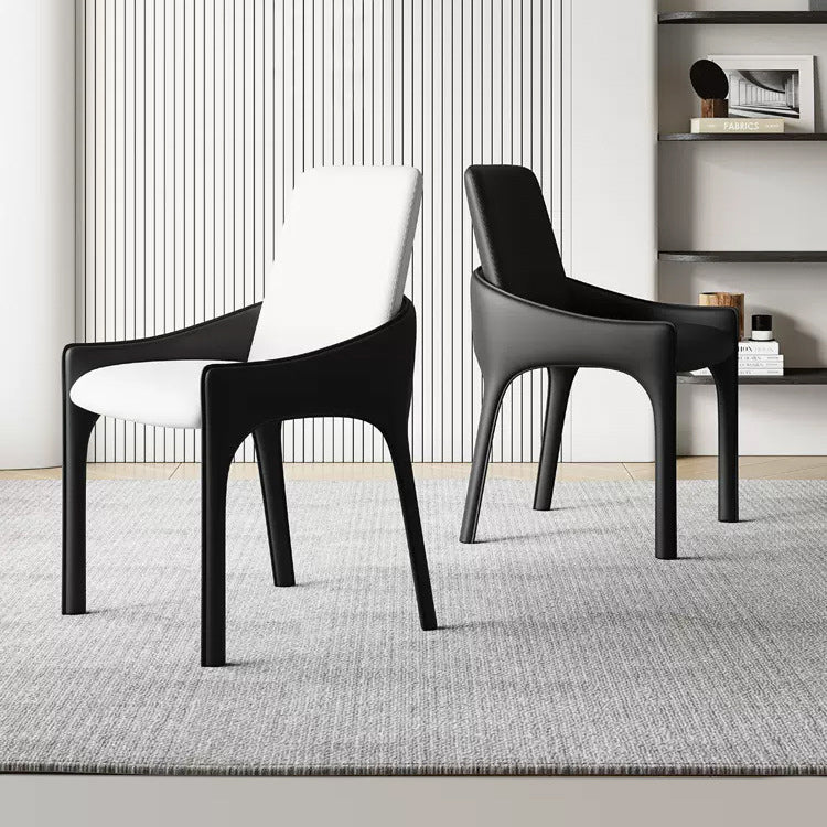 Modern Luxury Rectangular Cat Scratch Skin Upholstered Carbon Steel Frame Dining Chair Backrest For Dining Room