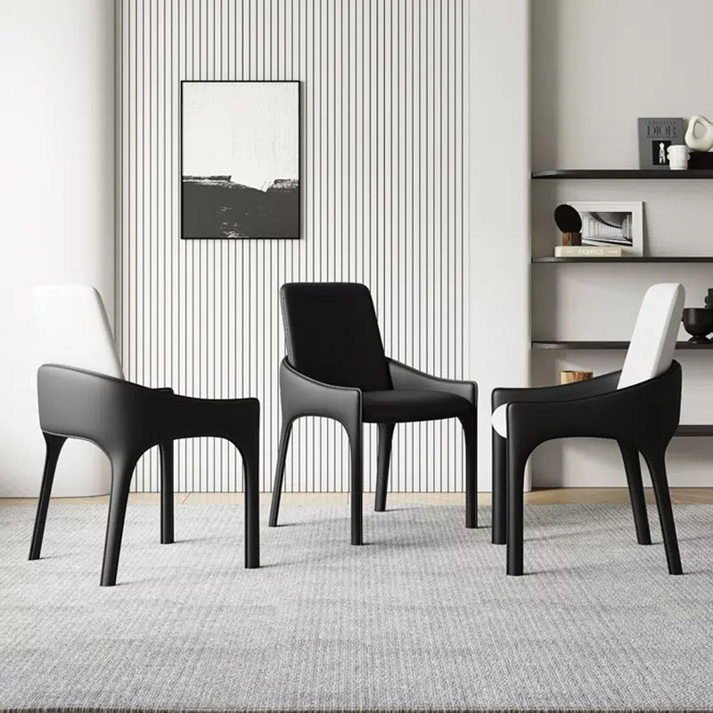 Modern Luxury Rectangular Cat Scratch Skin Upholstered Carbon Steel Frame Dining Chair Backrest For Dining Room