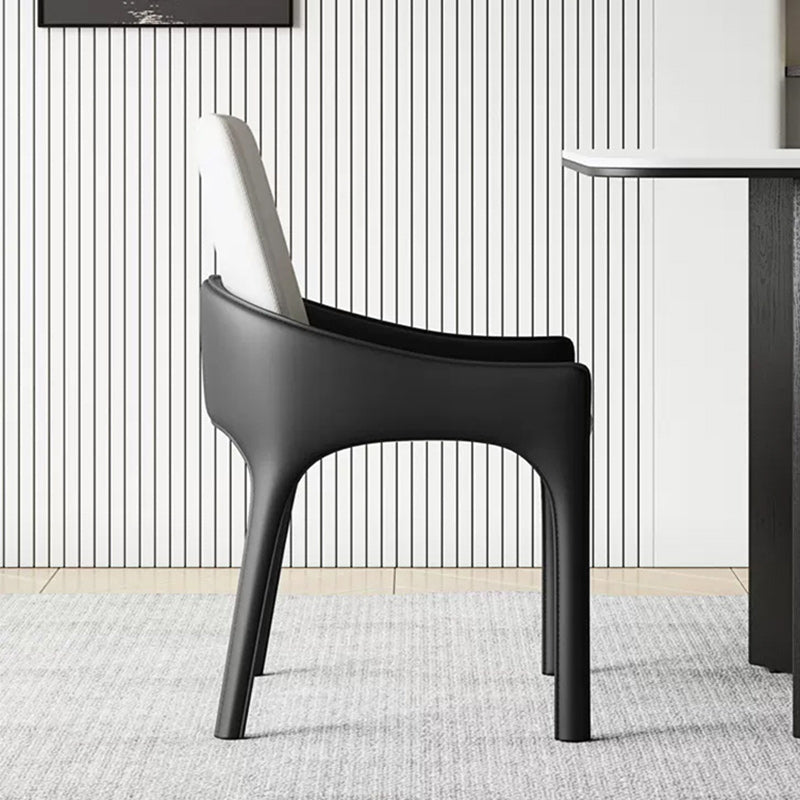 Modern Luxury Rectangular Cat Scratch Skin Upholstered Carbon Steel Frame Dining Chair Backrest For Dining Room