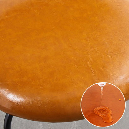 Contemporary Nordic Square Rattan Iron PU Leather Upholstered Dining Chair Backrest For Dining Room