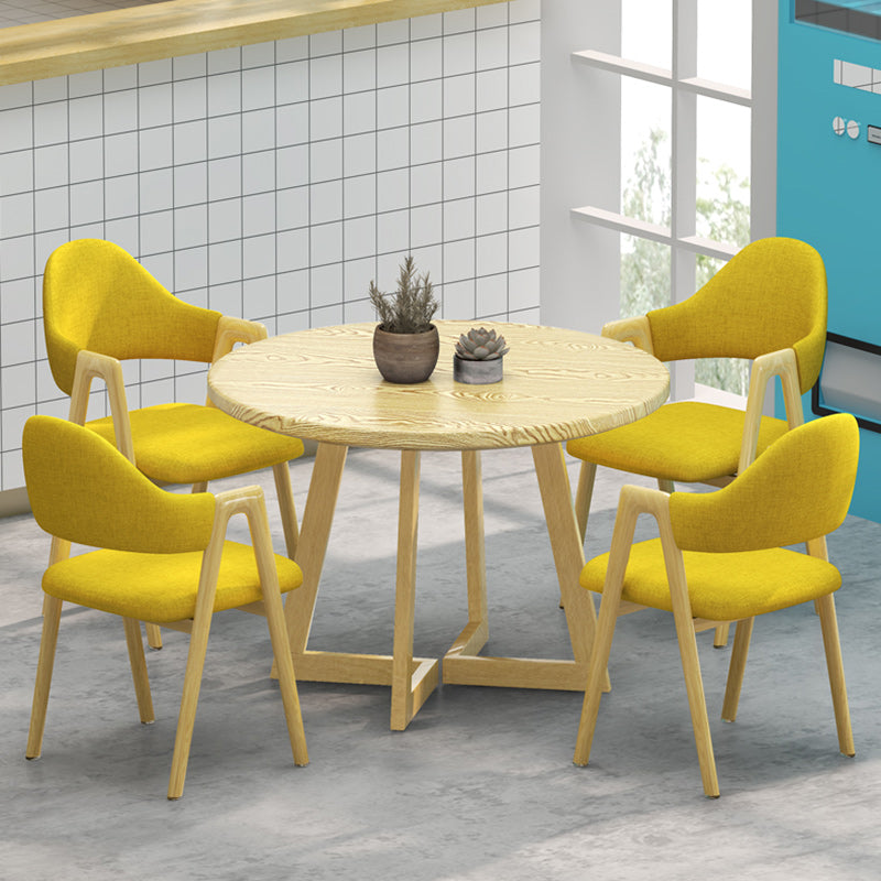 Contemporary Nordic Square Upholstered Iron Frame Linen Dining Chair Curved Backrest Armrest For Dining Room