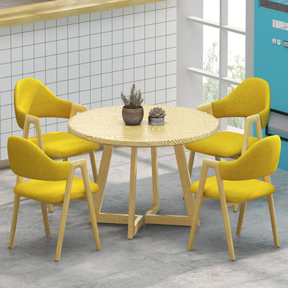 Contemporary Nordic Square Upholstered Iron Frame Linen Dining Chair Curved Backrest Armrest For Dining Room