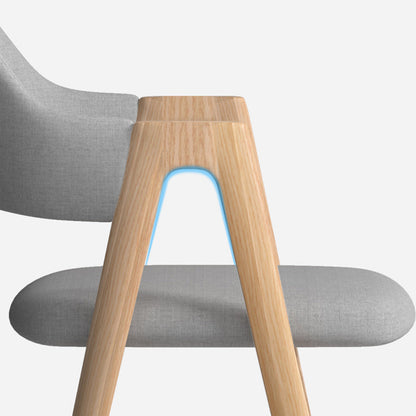 Contemporary Nordic Square Upholstered Iron Frame Linen Dining Chair Curved Backrest Armrest For Dining Room