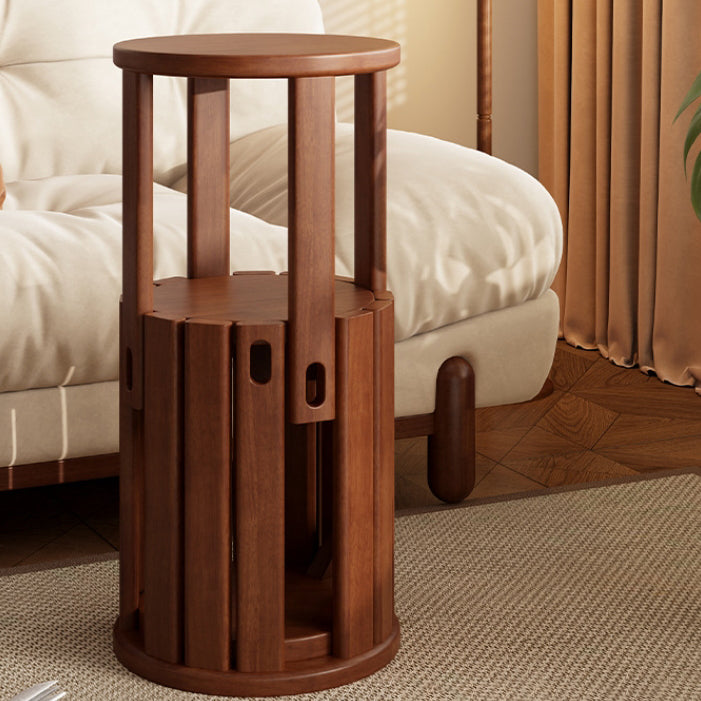 Traditional Chinese Solid Wood Round Nesting Low Stool Backless For Dining Room