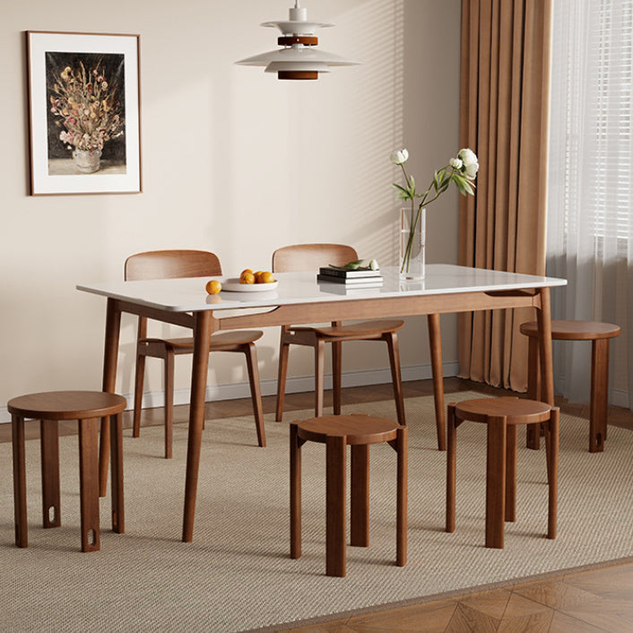 Traditional Chinese Solid Wood Round Nesting Low Stool Backless For Dining Room